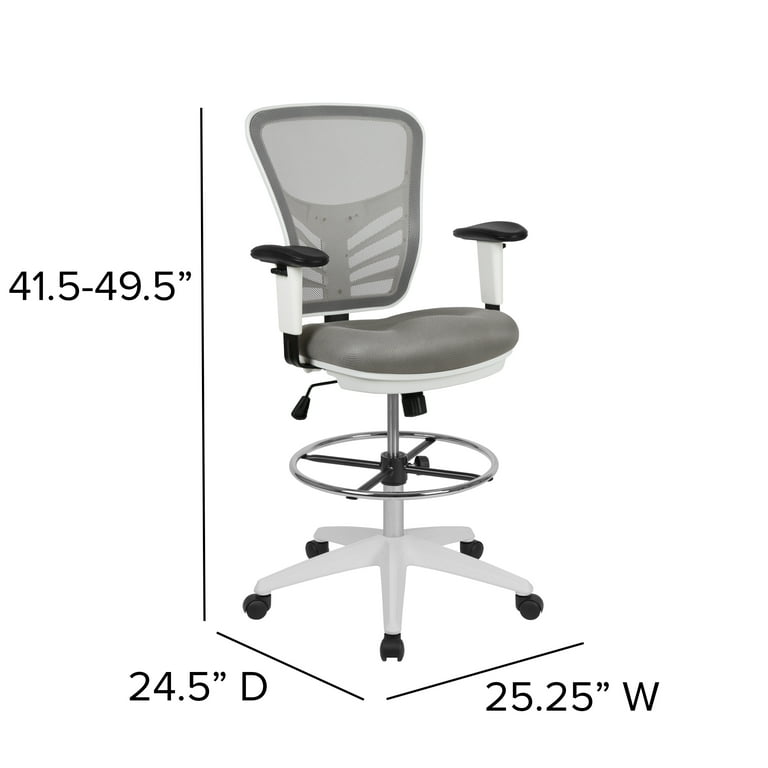Flash Furniture Mid Back Light Gray Mesh Ergonomic Drafting Chair