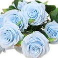 thumbnail image 2 of Yuarrent Flor de rosa artificial 10 cabezas flor falsa floral ramo de boda decoración del hogar Decoración cielo azul claro, 2 of 5