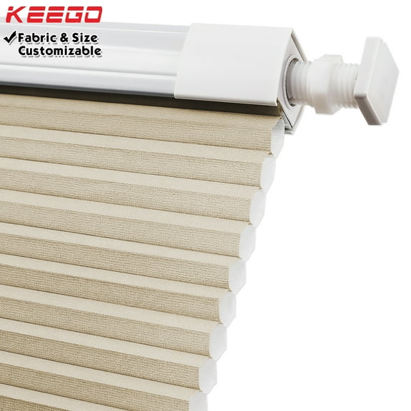 Keego No Drilling Cordless Cellular Shades Honeycomb Window Blinds Easy Installation Heat Insulating Noise Reducing Curtains Semi-Blackout Sand, 35.0"w x 60"h