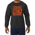 thumbnail image 2 of Straight Outta Baltimore BAL Fan | Fantasy Baseball Fans | Mens Sports Crewneck Graphic Sweatshirt, Black, X-Large, 2 of 4
