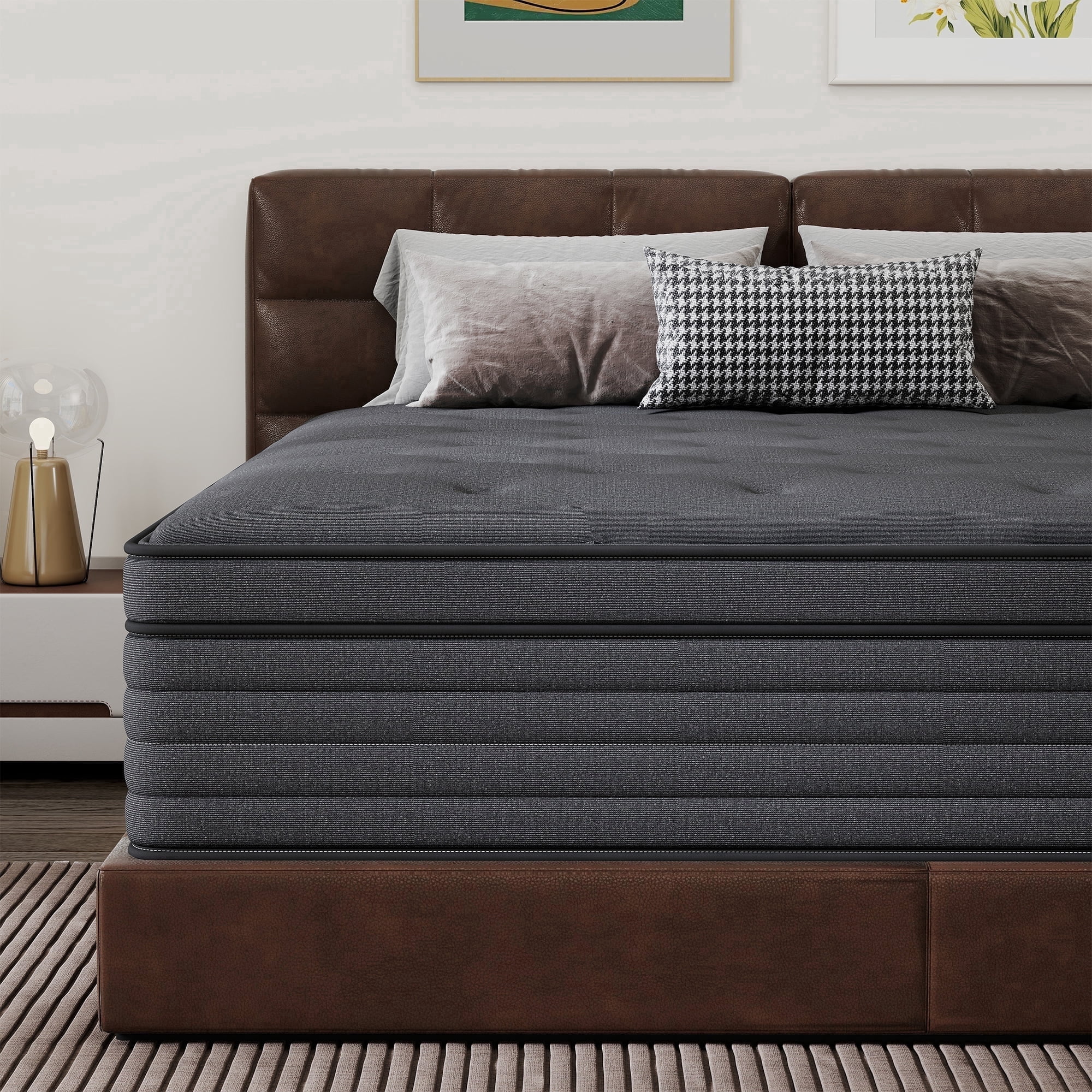 Abunitt 12 inch Queen Mattress in a Box, Hybrid Gel Memory Foam with Individually Wrapped Coils, Medium Firm, Pressure Relief & Cooling Sleep Support