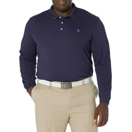 IZOD Men's Golf Long Sleeve Tournament Polo Shirt, Peacoat, X-Large