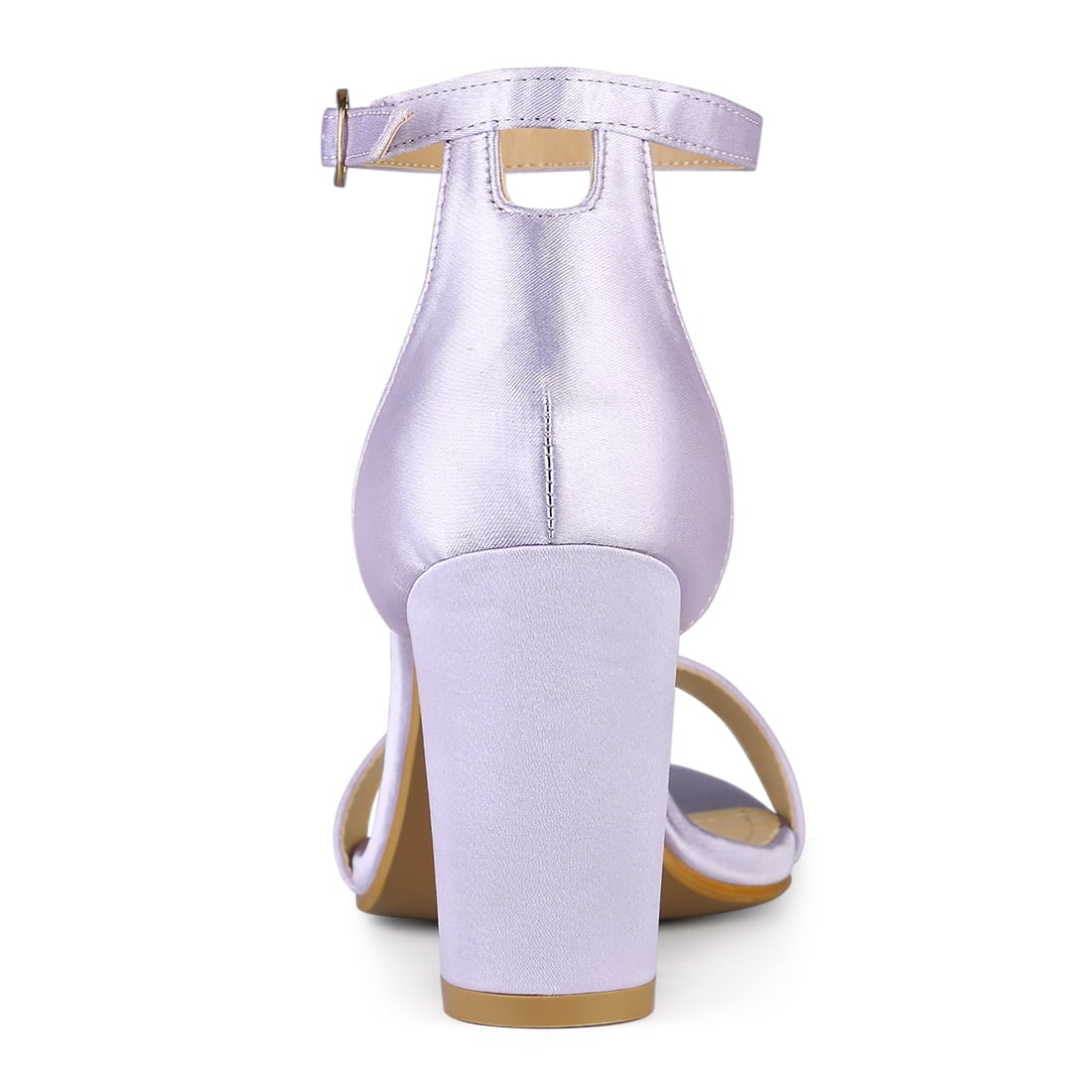 DARING DIVA Women's Satin Ankle Strap Chunky Heels Purple 5.5