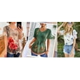 thumbnail image 6 of Fantaslook Blouses for Women Dressy Casual V Neck Pleated Tunic Tops Summer Short Sleeve Boho Shirts, 6 of 7