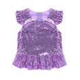 thumbnail image 3 of Haitryli Kids Girls Sparkly Sequins Ruffle Flutter Sleeve Peplum Top Shirt Mermaid Theme Birthday Lavender 10, 3 of 5
