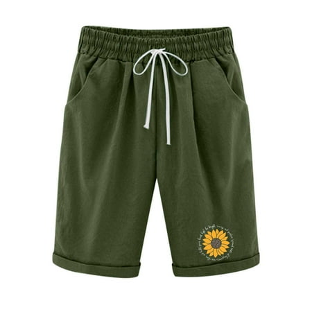 

Womens Sweat Shorts Casual Summer Sunflower Athletic Shorts Elastic Comfy Shorts High Waist Shorts，XXL