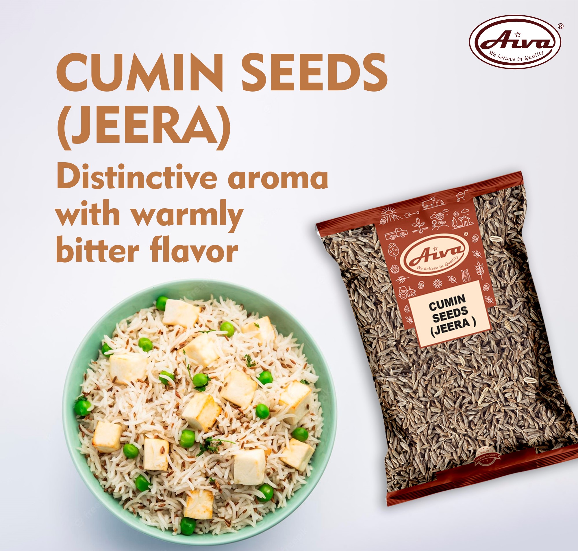 Aiva Cumin Seeds (Jeera) - 5 LB