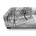 thumbnail image 3 of Cityscape Soft Flannel Fleece Throw Blanket, Autumn Season Cityscape European Town Street Hand Drawn Effect Illustration, Cozy Plush for Indoor and Outdoor Use, 70" x 90", Black White, by Ambesonne, 3 of 6