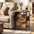 thumbnail image 2 of Giantex Nightstand w/Charging Station, End Table w/Fabric Drawer, 2 AC Outlets, USB and Type-C Port, Brown, 2 of 7
