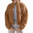 thumbnail image 2 of Womens Floral Embroidered Cropped Quilted Jacket Winter Warm Button Down Puffer Jacket Coat with Pockets Brown S, 2 of 7