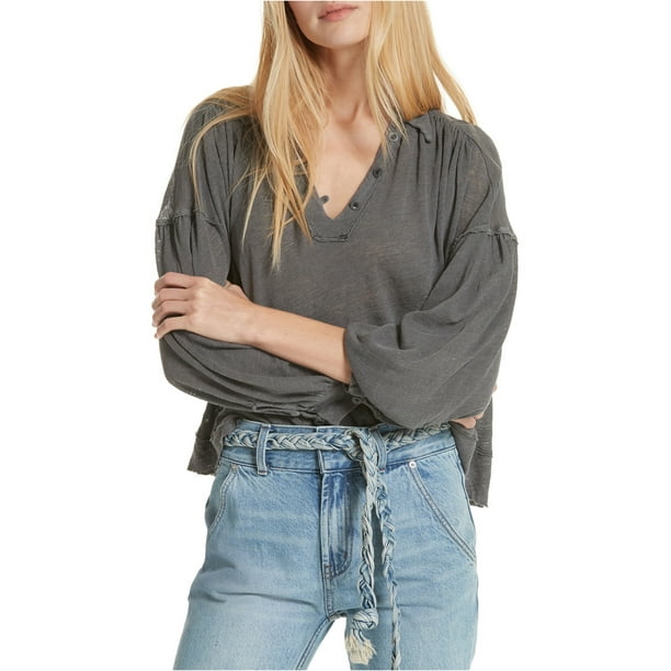 Blusa Campesina Free People para mujer gris grande