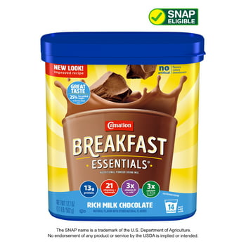Carnation Breakfast Essentials tional Powder Drink Mix, Rich Milk Chocolate, 13 g Protein, 1 - 17.7 oz Canister