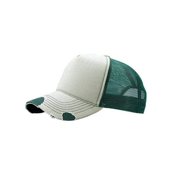 Chapeau de Camionneur en Sergé de Coton, Vert Olive/vert Foncé