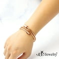 thumbnail image 2 of 555Jewelry Adjustable Stainless Steel Bracelet, Flexible Coil Wire Open Bangle Cuff with Luxury Majestic ‎Endings for Men & Women, Rose Gold, 2 of 7