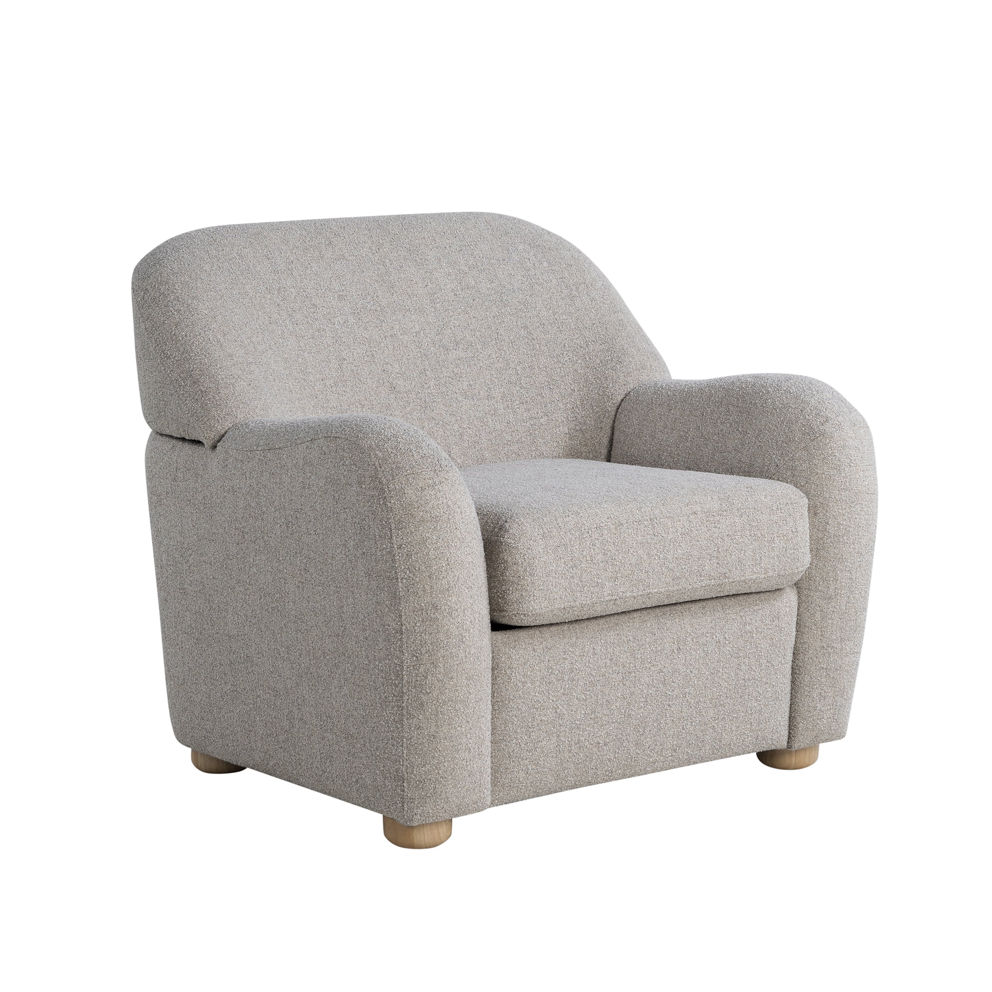 Studio Living Genifer Modern Arm Chair, Pebble Gray Boucle Fabric