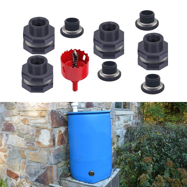 Conector de tanque de agua, Kits de grifo de mamparo de jardín, con de enchufe, Kits de conector de barril de lluvia estable reutilizables para 07 pulgadas