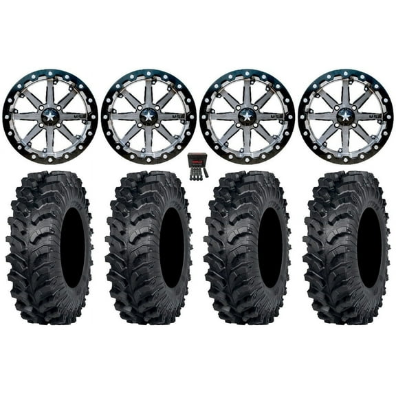 MSA Lok 14" Wheels Gunmetal 27" MT911 Tires Sportsman 550 850 1000