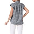thumbnail image 3 of INSPIRE CHIC Gingham Top for Women's Work Cap Sleeve Vintage Plaid Button Down Shirts XL Black, 3 of 6