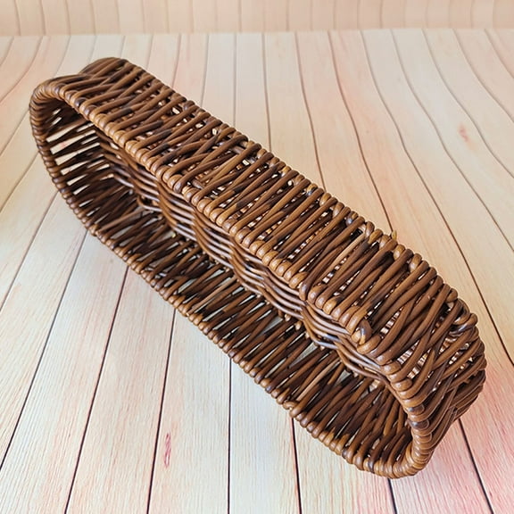 OUNONA Wicker Bread Basket with Removable Plastic Liner, Stylish Kitchen Storage Organizer for Bread, Snacks, and Coffee Table