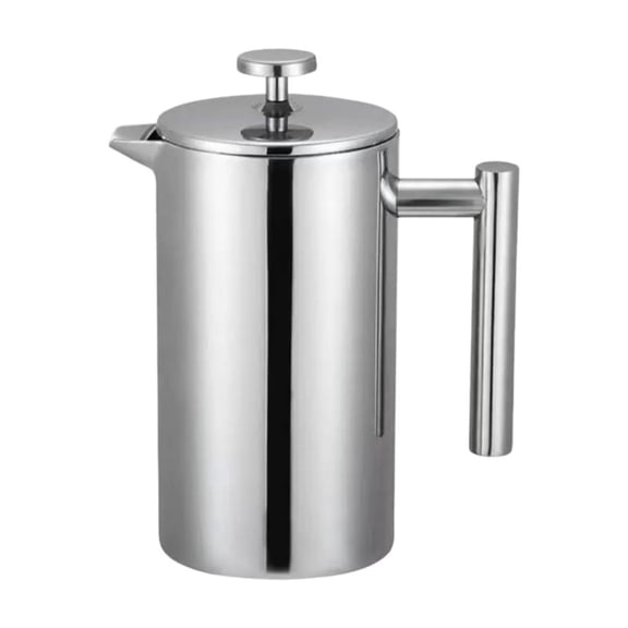 FGXMBXG 800ml Stainless Steel French Press Coffee Maker, Double Wall Insulated Coffee Press with 3-Level Filter System, Heat Resistant Handle, Dishwasher Safe, Silver