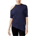 thumbnail image 2 of Blusa asimétrica de punto bar III para mujer azul grande, 2 of 2