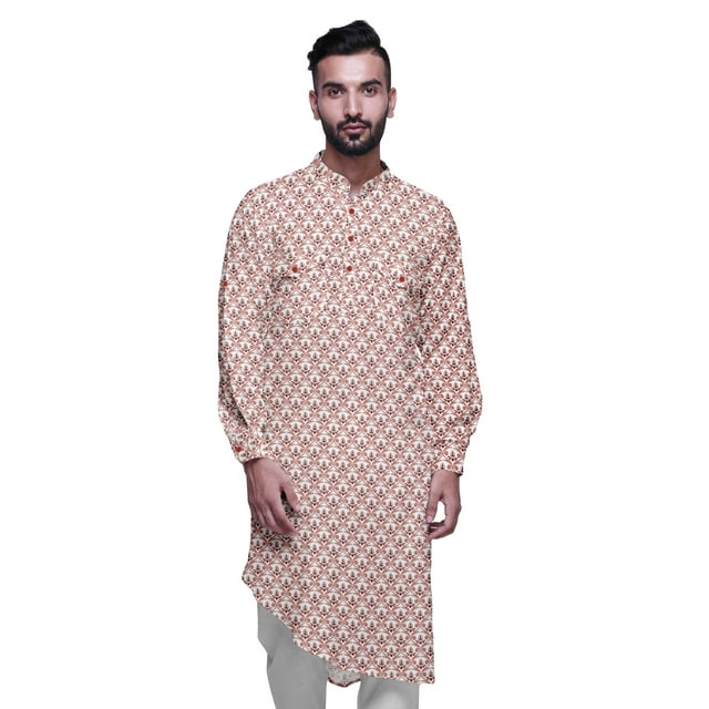 Atasi Rayon Ethnic Long Kurta For Boys Printed Party Wear Kurta For Men