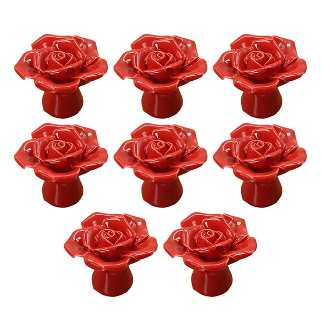 fastboy Wide Range Of Applications Flower Ceramic Door Knob For Easy Replacement Unique Ceramic Drawer Knob red 1Set