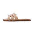 thumbnail image 2 of Sandalias planas Athlefit de piel de rafia con punta cuadrada para mujer, 2 of 6