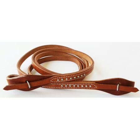 Western Harness - Horse Western Amish Made Harness Leather Quick Change Single Reins Brass 66RT14