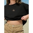 thumbnail image 4 of Women's Oversized Black T-Shirt with Leopard Print Star Graphic, Loose Fit Casual Streetwear Tee Top, 4 of 5