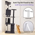 thumbnail image 6 of CL.HPAHKL 54In Large Cat Tree Tall Cat Tower for Indoor Cats, Plush Multi-Level Cat Condo with 2 Soft House Cat Cave Condo with 3 Scratching Posts for Kittens, Light Gray, 6 of 7