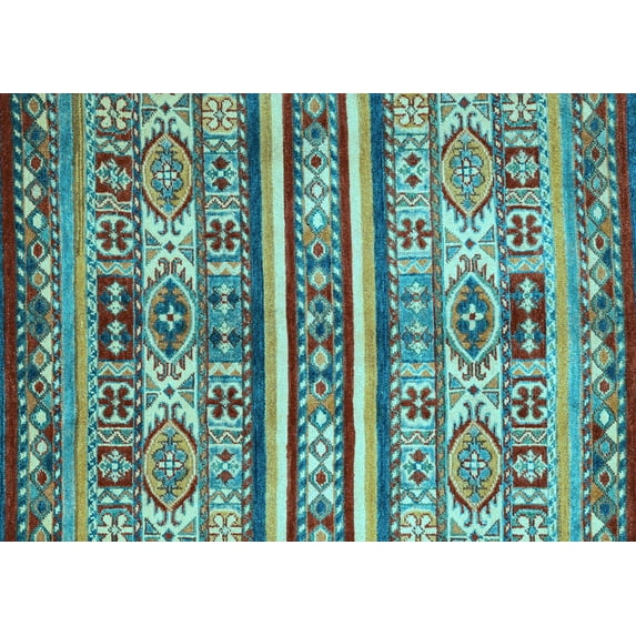 Ahgly Company Indoor Rectangle Abstract Light Blue Modern Area Rugs, 4' x 6'