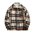thumbnail image 2 of LEBONYARD Flannel Jacket for Men Fleece Lined Plaid Shirts Shacket Jacket,Fashionable Men's Stripe Long Sleeve Hoodless Casual Outwear Jackets Khaki M, 2 of 7