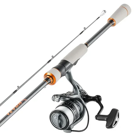 IM6 Fiberglass and Carbon Fiber Fishing Rod and Reel Combo 6.5 ft Two-Piece Spinning Rod Smooth 6+1 Ball Bearings Ideal for Bass Fishing