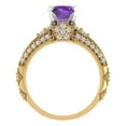 thumbnail image 4 of 1.99 ct Brilliant Round Cut Natural Amethyst 18K Yellow/White Gold Solitaire with Accents Engagement Bridal Wedding Ring Band Set size 4.25, 4 of 7