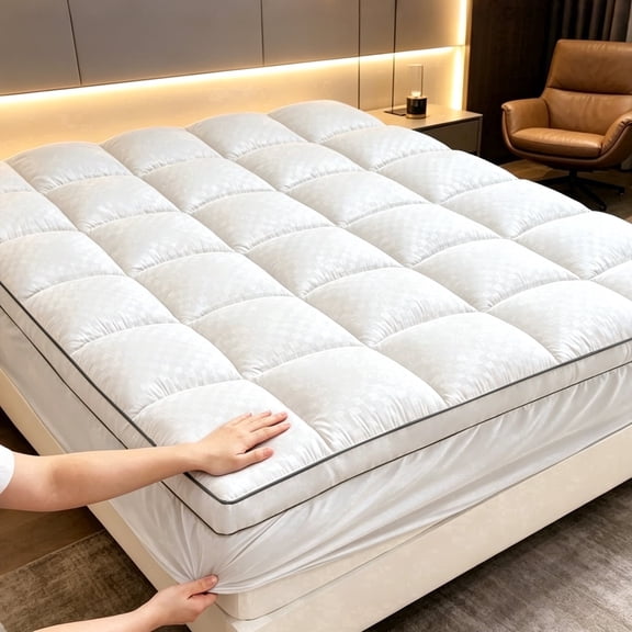 White Quilted Fitted Mattress Topper Thick Soft Mattress Protector Pad Twin