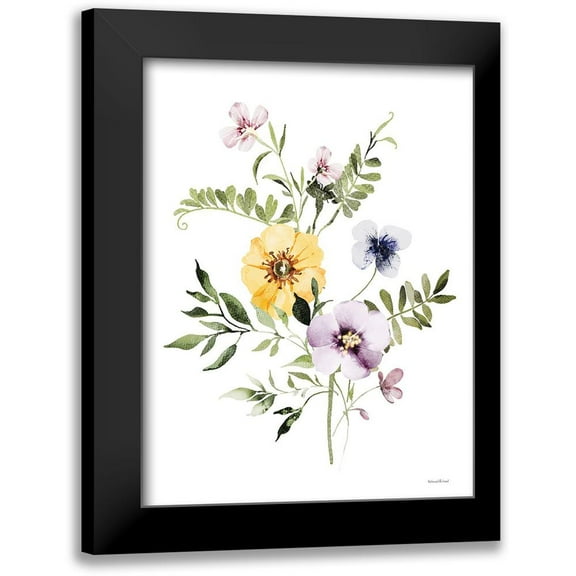 Lettered And Lined 12x14 Black Modern Framed Museum Art Print Titled - Wildflowers II