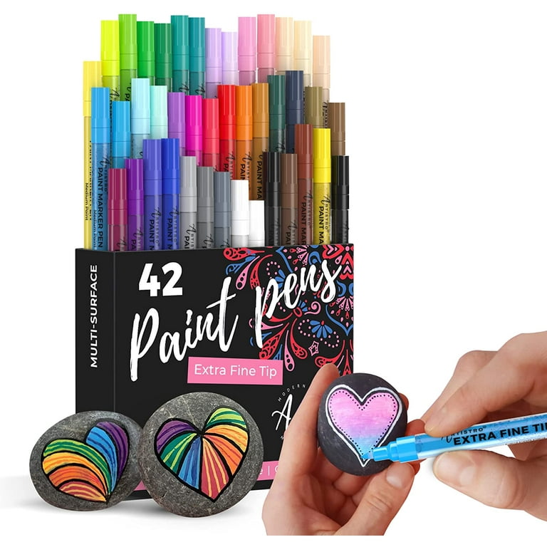 Artistro 42 Extra Fine + 12 Medium Tip Acrylic Paint Marker Pens