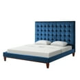 thumbnail image 2 of Inspired Home Saverio Velvet Platform Bed Button Tufted Queen, Navy, 2 of 9