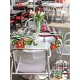thumbnail image 4 of Outdoor Tablecloth with Umbrella Hole and Zipper, Christmas Snowman Round Table Cloth 54 Inch Waterproof Tablecloth, Xmas Balls Stocking Tree Gifts Black Plaid Picnic Table Cover for Patio Camping, 4 of 7