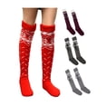 thumbnail image 6 of KelaJuan Women Christmas Knitted Stockings, Elastic Printed Pattern Socks, Grey/ Brown/ Red/ Wine Red, 6 of 6