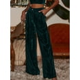 thumbnail image 6 of KelaJuan Women Wide Leg Pants Solid Color Casual Loose Velvet Trousers with Pockets for Work Office Streetwear, 6 of 6