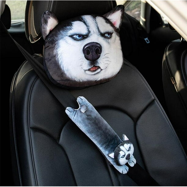 Redcolourful Car Headrest Pillow Seat Belts Cover Padding 3d Printed Dog Cat Face Cute Neck Rest Auto Neck Safety Cushion Other