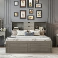thumbnail image 3 of Harper & Bright Designs King Size Bed Frame with Storage Headboard and 8 Drawers, Solid Wood Platform Bed with Storage Shelves, Gray, 3 of 10