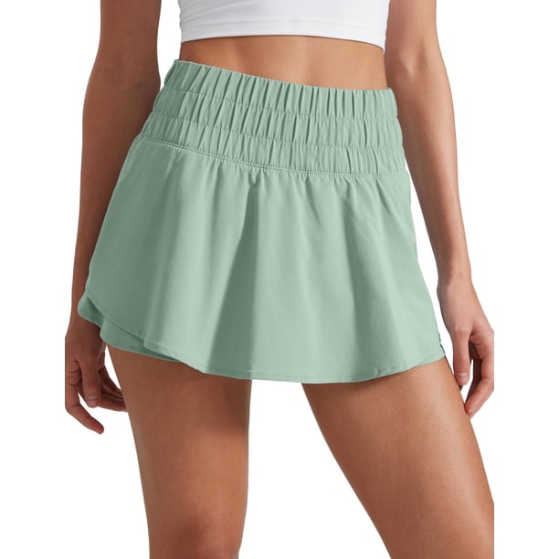 Short falda CRZ YOGA de talle alto con volantes, shorts deportivos talla grande