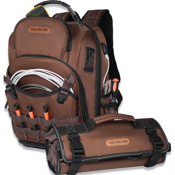 Mochila para herramientas WELKINLAND de 70 bolsillos con carga USB, 45 L