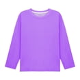 thumbnail image 5 of HAOTAGS Girls Boys Soft Long-Sleeve Tee, Casual Unisex Lightweight Pullover Tops Purple 6 Years, 5 of 10