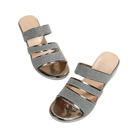 

Women s Sandals Platform Peep Toe Wedge High Heel Slip On Shoes Summer Shiny Slides Backless Open Toe Casual Shoes Wedge Sandals with Arch Support Wedges Shoes for Women