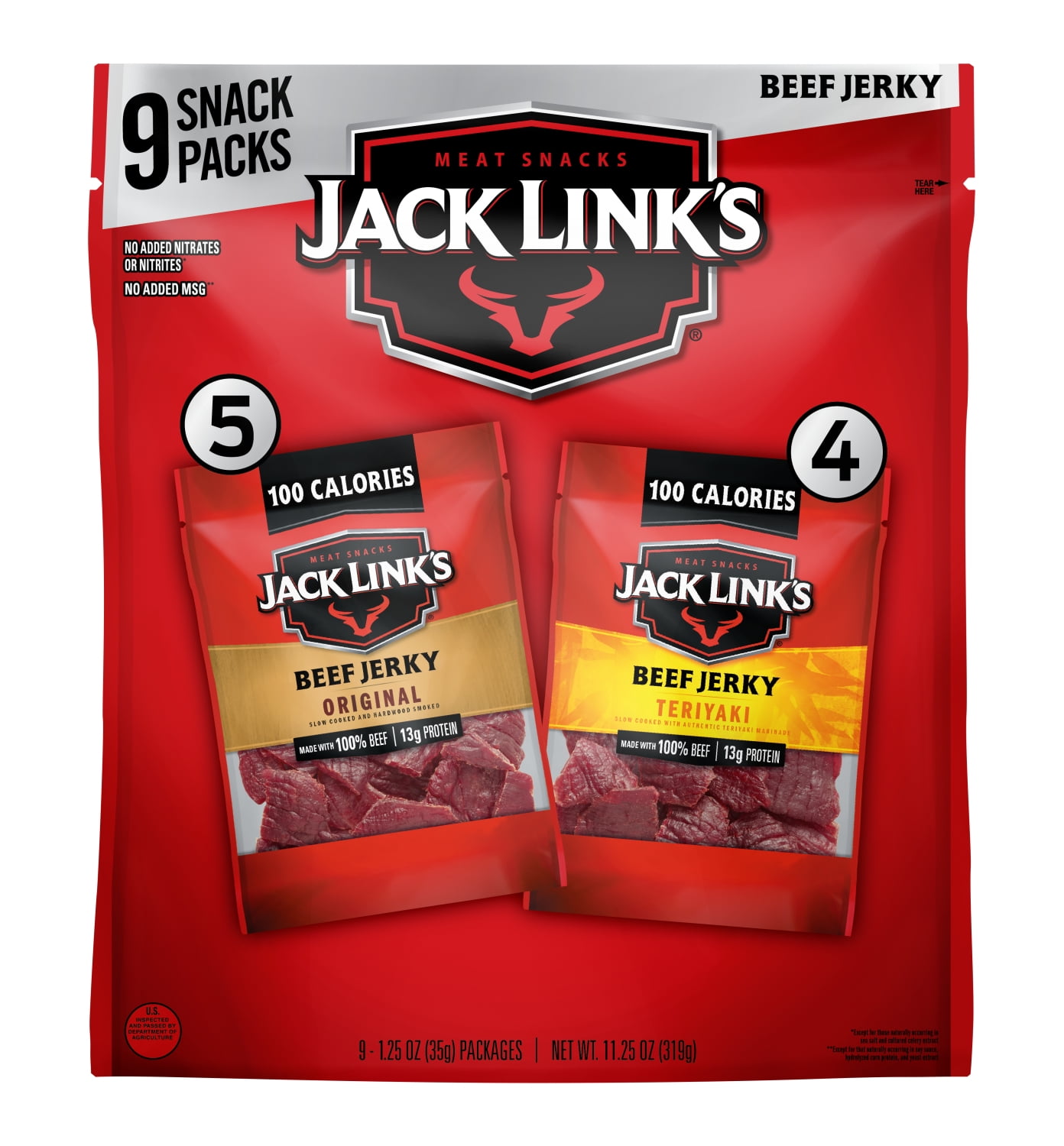 Jack Link's Beef Jerky, Variety Pack, 1.25oz, 9 CT