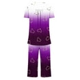 thumbnail image 4 of fatyb Women's Capri Pajama Sets Summer Comfy Short Sleeve Tops and Capris Pants Pjs Sleepwear with Pockets, 4 of 4